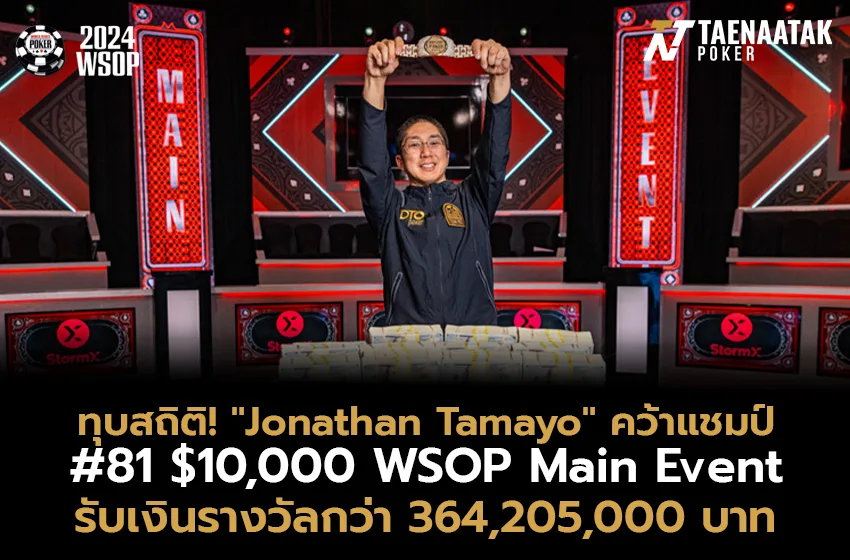 "Jonathan Tamayo" คว้าแชมป์รายการเรือธง #81: $10,000 WSOP Main Event